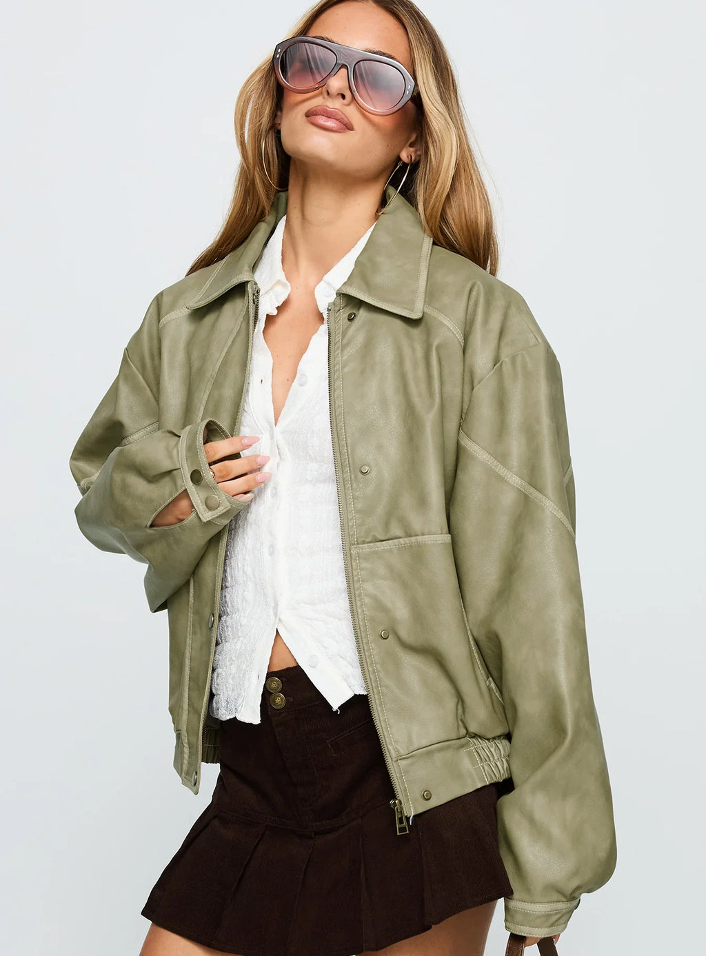 jaxton-faux-leather-jacket-Olive Green-sale