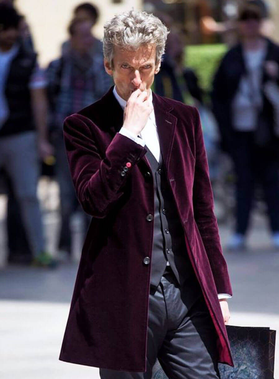 12th Doctor Doctor Who Velvet Maroon Coat