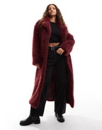 Asos Burgundy Faux Fur Coat