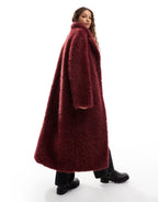 Asos Burgundy Faux Fur Coat