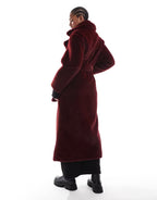 Asos Burgundy Faux Fur Coat