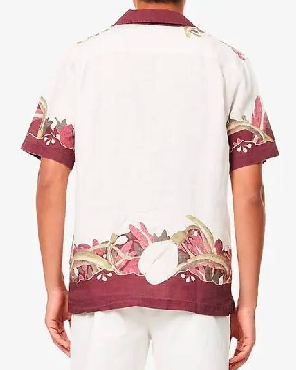 American Idol S24 Luke Bryan White & Burgundy Floral Shirt