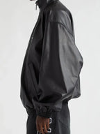 3b Logo Oversize Leather Track Jacket