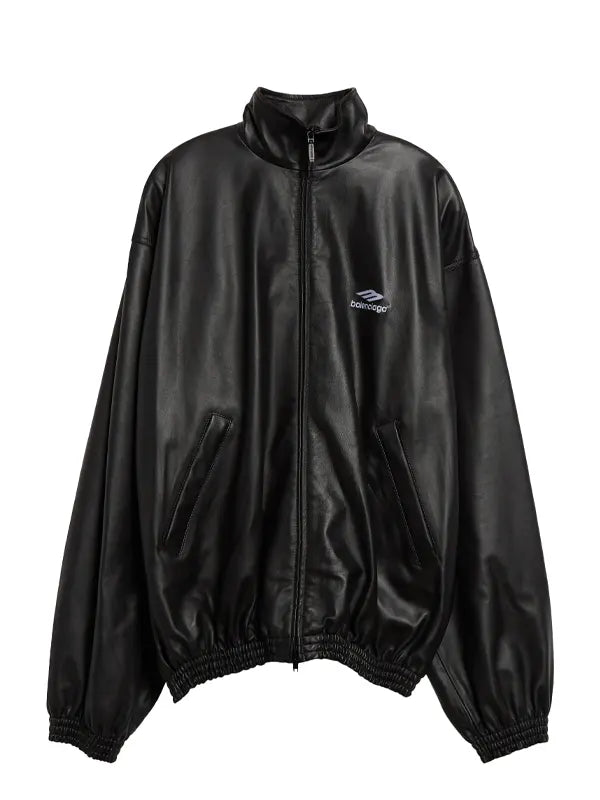 3b Logo Oversize Leather Track Jacket