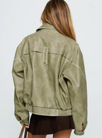 buy-jaxton-faux-leather-jacket-Olive Green