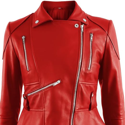 Arden B Red Peplum Leather Jacket
