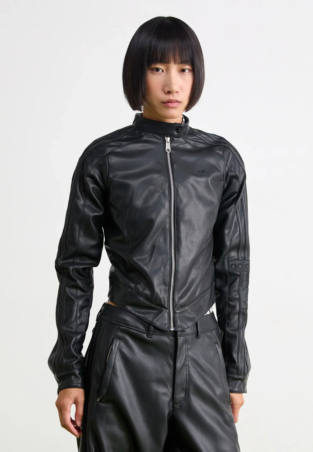 Adidas Black Leather Jacket Women