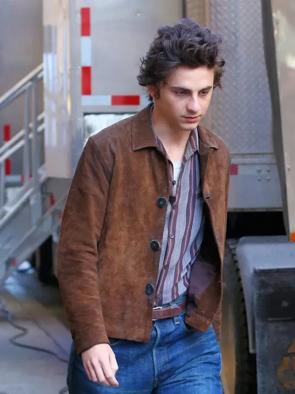 A Complete Unknown Timothee Chalamet Brown Jacket
