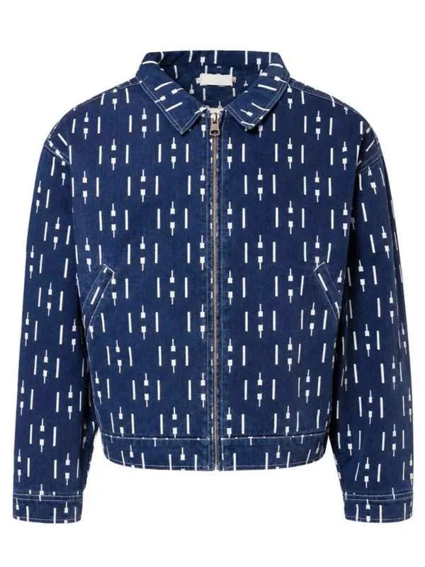 A Different World Jonathan Auguste Blue Print Denim Jacket