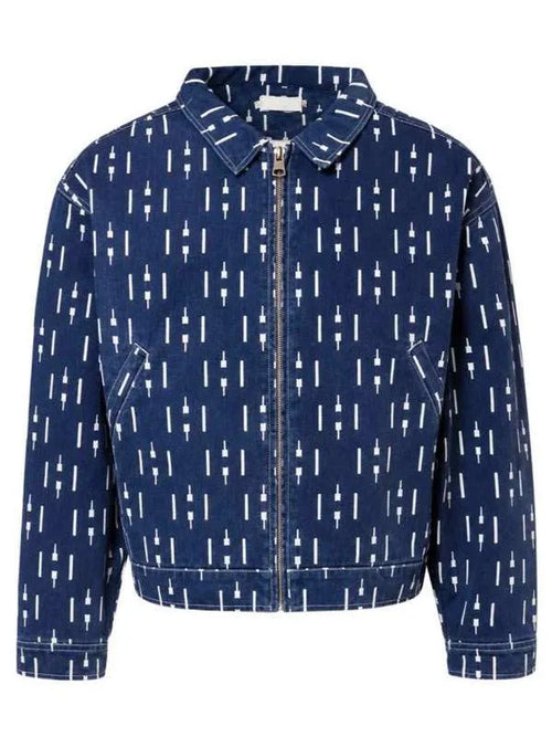 A Different World Jonathan Auguste Blue Print Denim Jacket