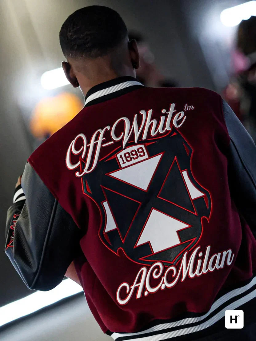 AC MILAN X Off-White Bordeaux Varsity Jacket