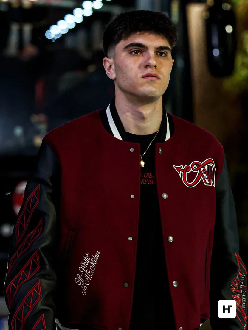 AC MILAN X Off-White Bordeaux Varsity Jacket