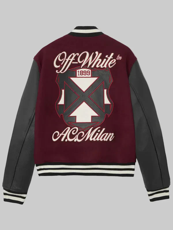 AC MILAN X Off-White Bordeaux Varsity Jacket
