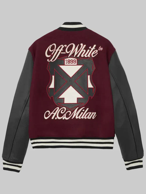 AC MILAN X Off-White Bordeaux Varsity Jacket