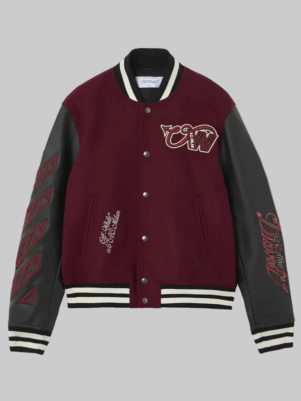 AC MILAN X Off-White Bordeaux Varsity Jacket