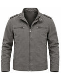 Osborne Moen Men's Grey Cotton Biker Jacket