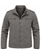 Osborne Moen Men's Grey Cotton Biker Jacket