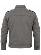 Osborne Moen Men's Grey Cotton Biker Jacket