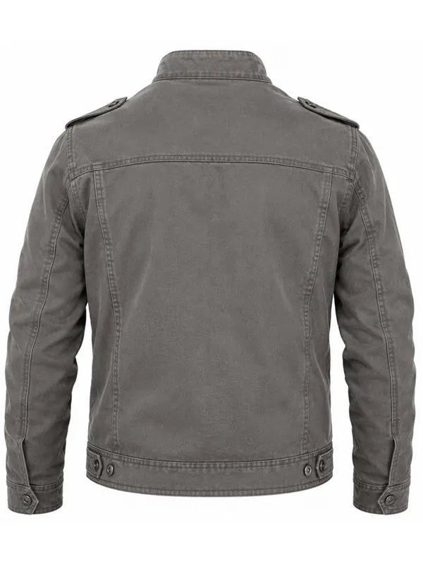 Osborne Moen Men's Grey Cotton Biker Jacket