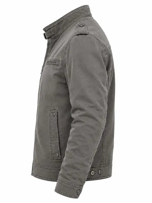 Osborne Moen Men's Grey Cotton Biker Jacket