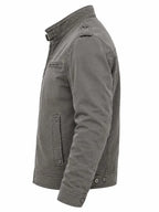 Osborne Moen Men's Grey Cotton Biker Jacket