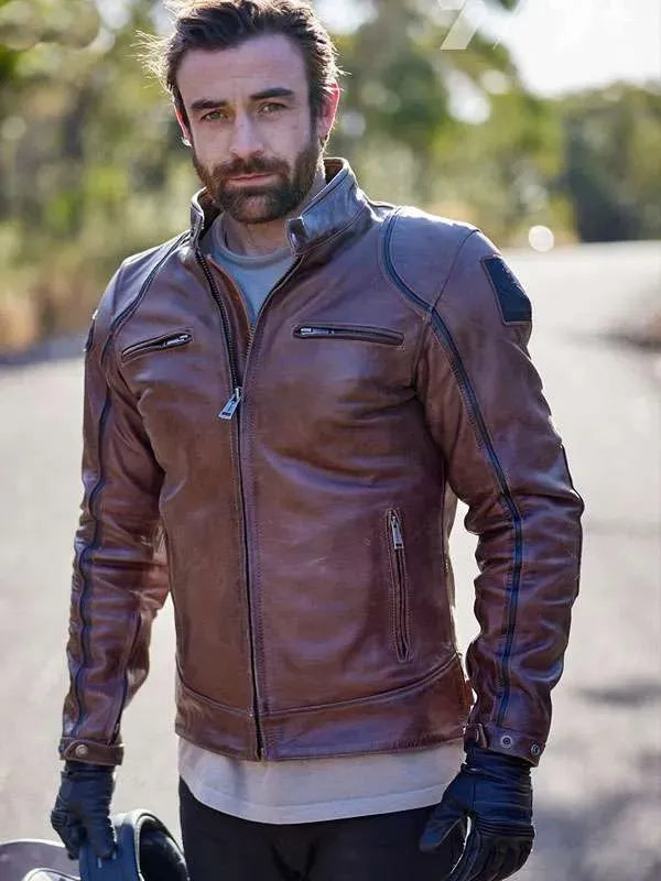 Adam Rowland Brown Biker Leather Jacket