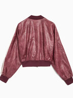 Adidas Women's Leather Jacket Maroon