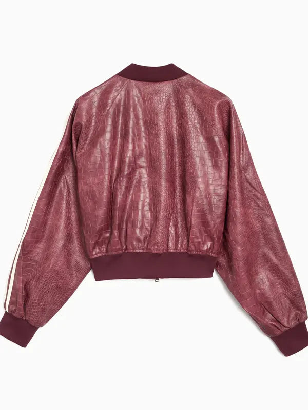 Adidas Women's Leather Jacket Maroon