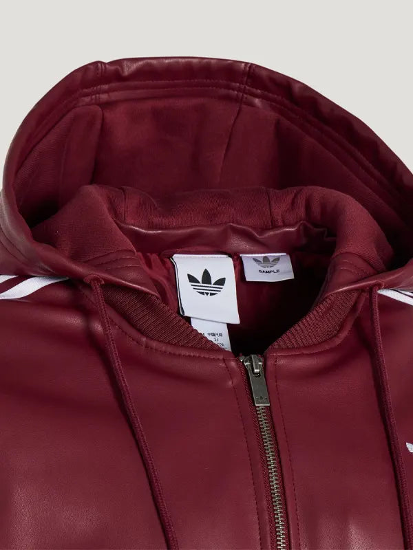 Adidas Women's Leather Jacket Maroon
