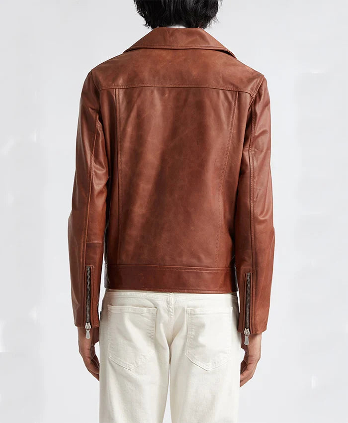 Affortable Alley Brown Mocha Leather Biker Jacket