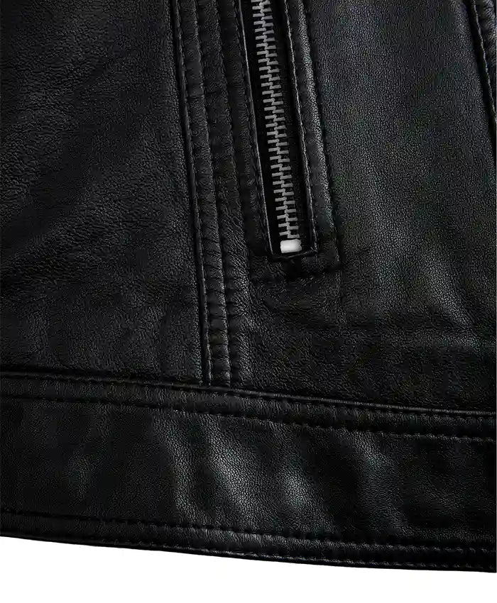 Affortable Black Womens Real Leather Cafe Racer Jacket