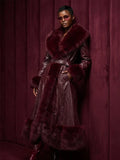 Akira-Vivian-Fur-Trench-Coat-In-Burgundy