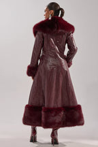 Akira-Vivian-Fur-Trench-Coat-In-Burgundy