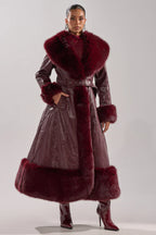 Akira-Vivian-Fur-Trench-Coat-In-Burgundy