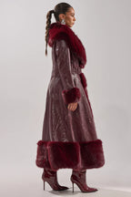 Akira-Vivian-Fur-Trench-Coat-In-Burgundy