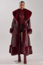 Akira-Vivian-Fur-Trench-Coat-In-Burgundy