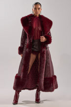 Akira-Vivian-Fur-Trench-Coat-In-Burgundy