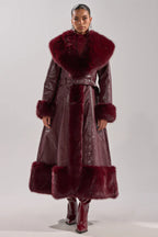Akira-Vivian-Fur-Trench-Coat-In-Burgundy