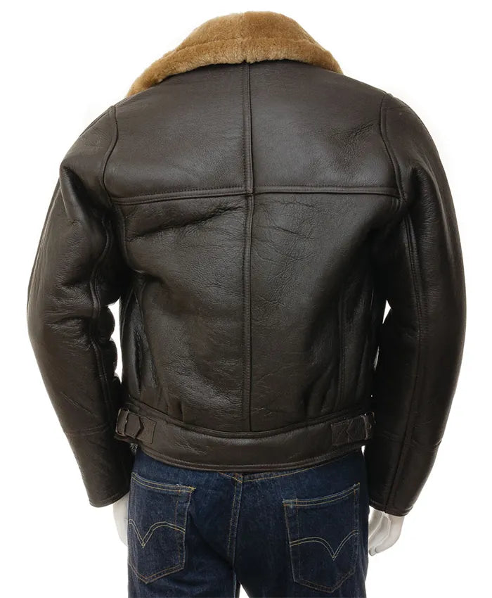 Alexander Mens Brown Leather Aviator Jacket For sale