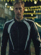 Alexander Skarsgard Black Leather Pillion Jacket