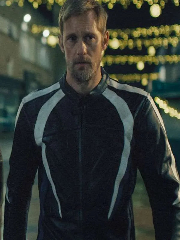 Alexander Skarsgard Black Leather Pillion Jacket