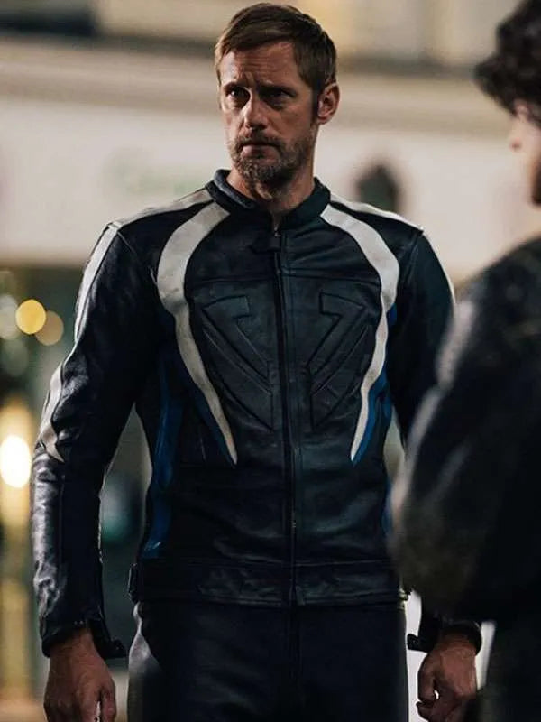 Alexander Skarsgard Black Leather Pillion Jacket