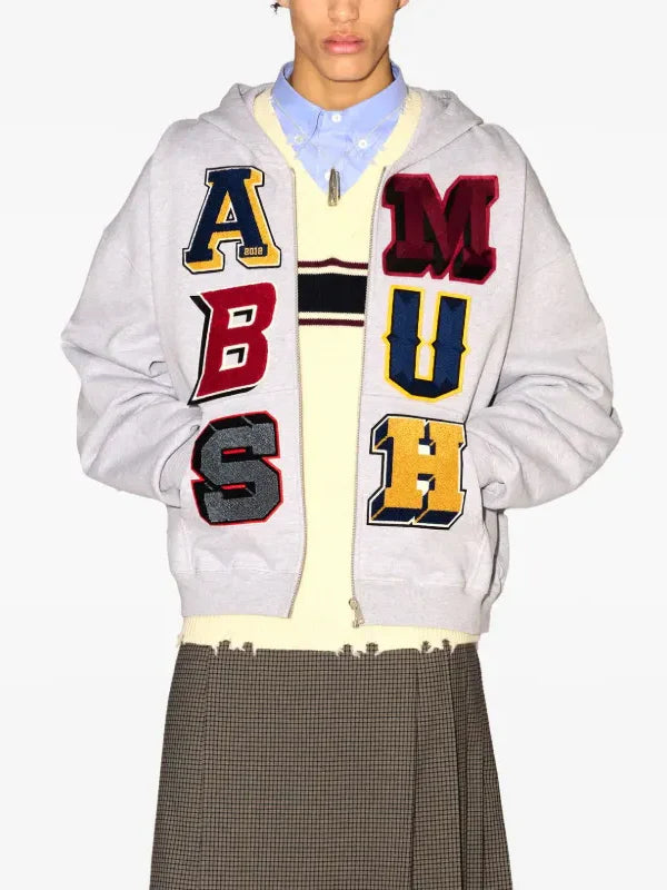Ambush-Logo-Patch-Zip-Up-Hoodie-Gray