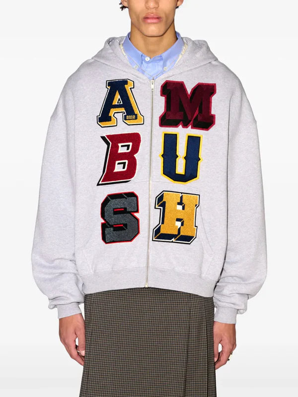 Ambush-Logo-Patch-Zip-Up-Hoodie-In-Gray