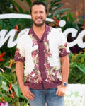 American Idol S24 Luke Bryan White & Burgundy Floral Shirt