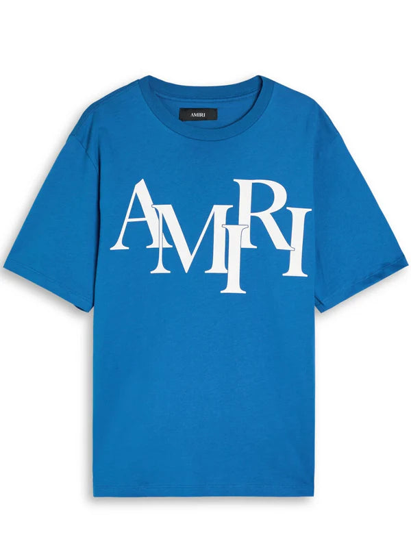 Amiri-Staggered-Logo-Tee-Blue