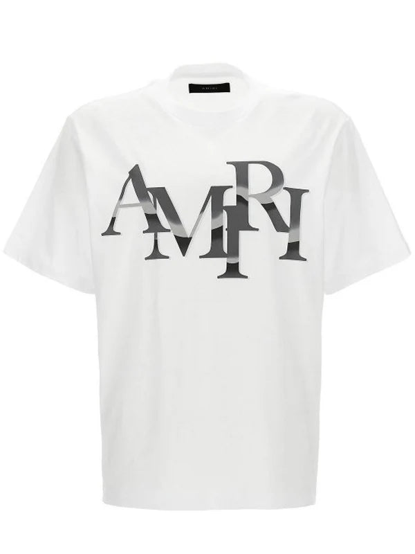 Amiri-Staggered-Logo-Tee-White