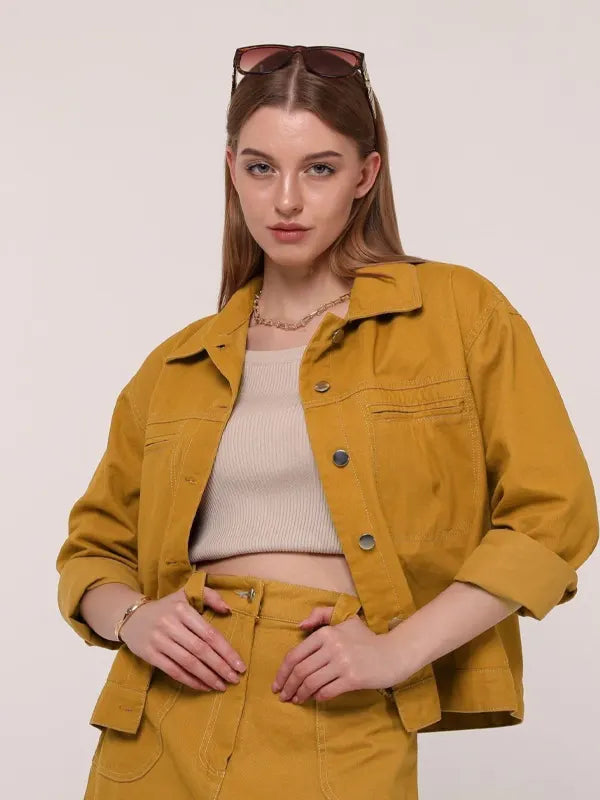 Jalen Keebler Women Oversize Cotton Mustard Jacket