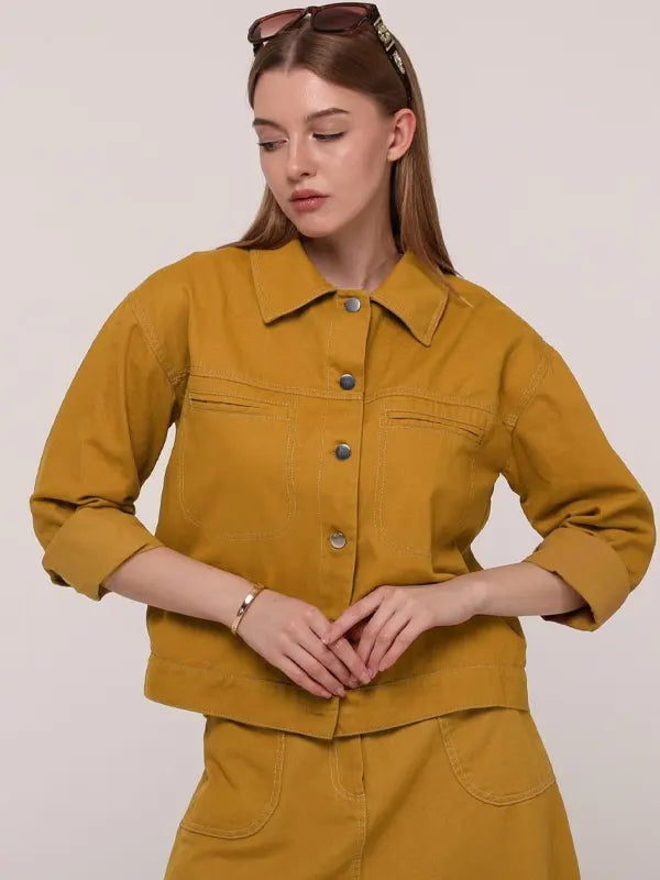 Jalen Keebler Women Oversize Cotton Mustard Jacket