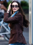 Anne Hathaway The Devil Wears Prada 2 Suede Leather Blazer